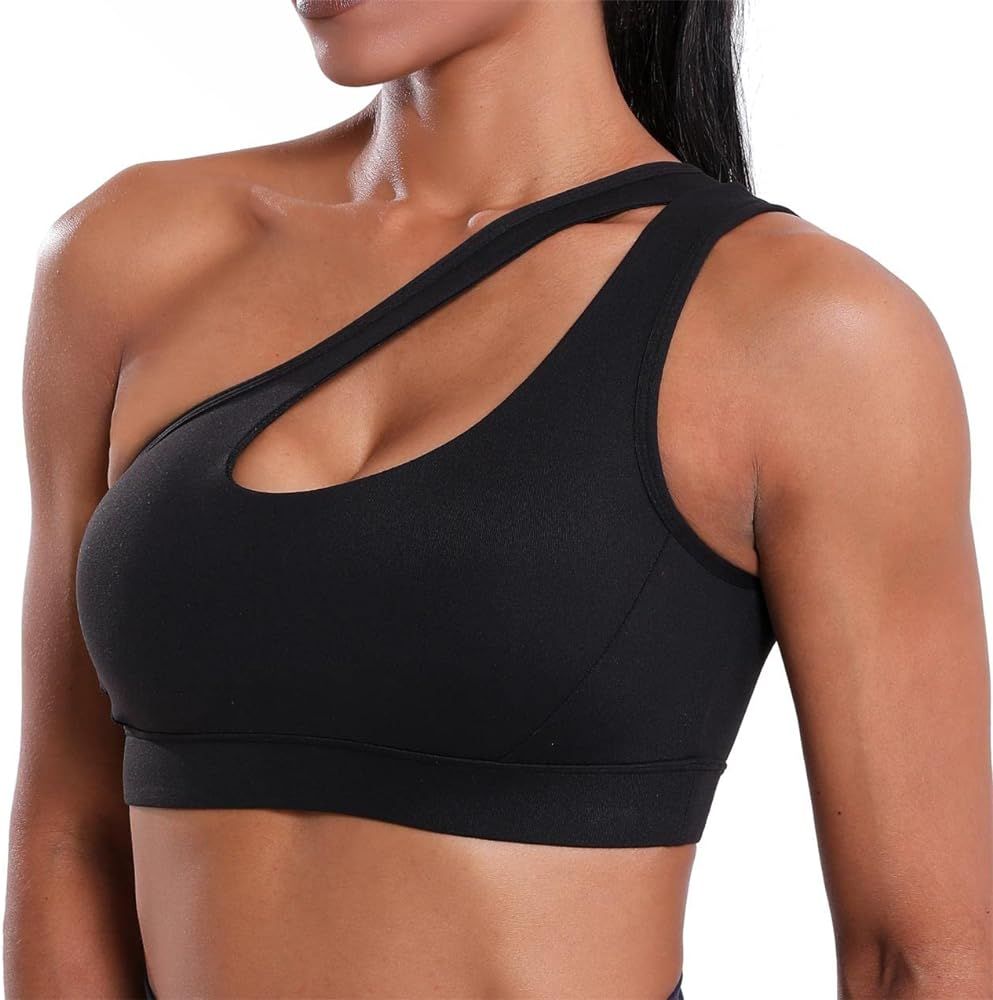 YOGASASA One Shoulder Sport Bra for Women Workout Bras Sexy Cute Yoga Bra | Amazon (US)