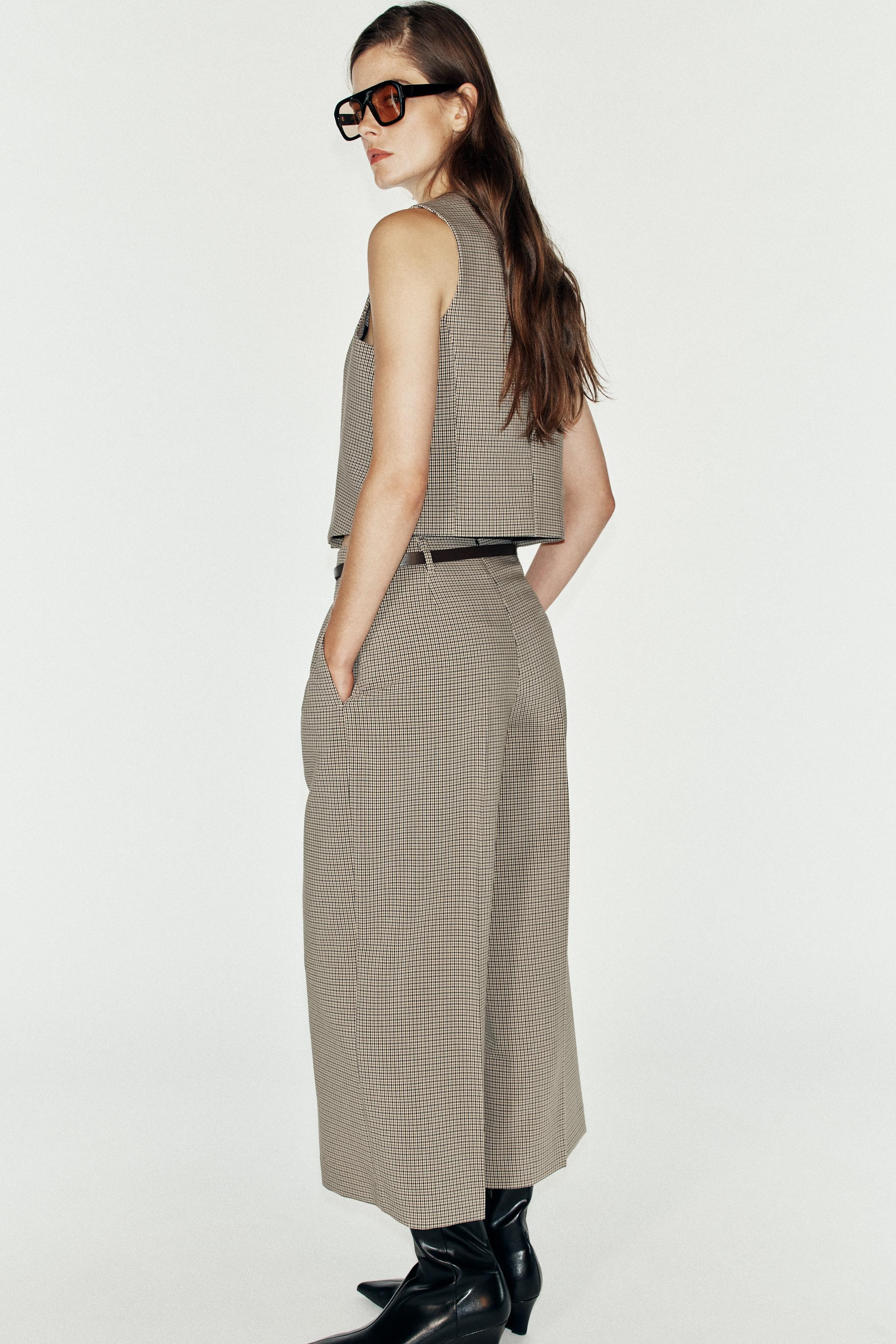 CHECKED CROP WAISTCOAT | Zara UK