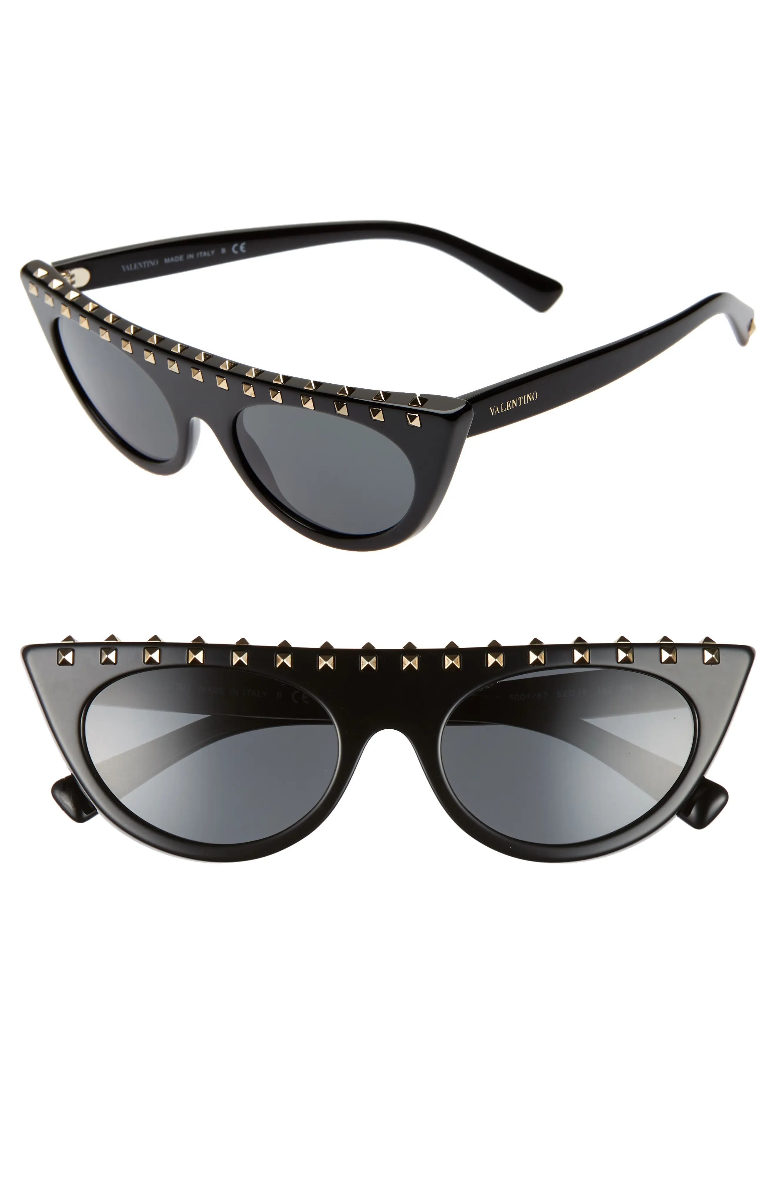Valentino 52mm Rockstud Flat Top Sunglasses | Nordstrom | Nordstrom