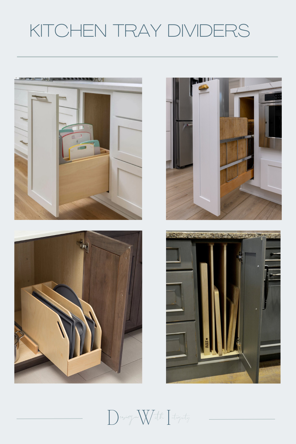 Say goodbye to the cluttered cabinet struggle. Custom tray dividers keep your cutting boards, baking sheets, and platters organized and within easy reach. Whether tucked into a pull-out drawer or a slim cabinet, these smart storage solutions maximize space and minimize mess.

When we design your kitchen, it's not just about cabinets—it's about making every inch work for you. As a full-service design-build firm, we handle everything from layout planning to cabinetry design, product supply, and installation.

Planning a remodel? Save this for storage inspiration!

#KitchenOrganization #TrayDividers #CustomCabinetry #SmartStorage #KitchenRemodel #DesignBuild #FullServiceRemodel #KitchenDesign #LTKHome #LTKKitchen #KitchenInspo #KitchenStorage #OrganizedKitchen #CuttingBoardStorage #BakingSheetStorage #HomeRenovation #FunctionalKitchen #SemiCustomCabinetry #KitchenGoals #InteriorDesign #CaliforniaHomes #DreamKitchen #CabinetryDesign #KitchenUpdate 

 #LTKHome
