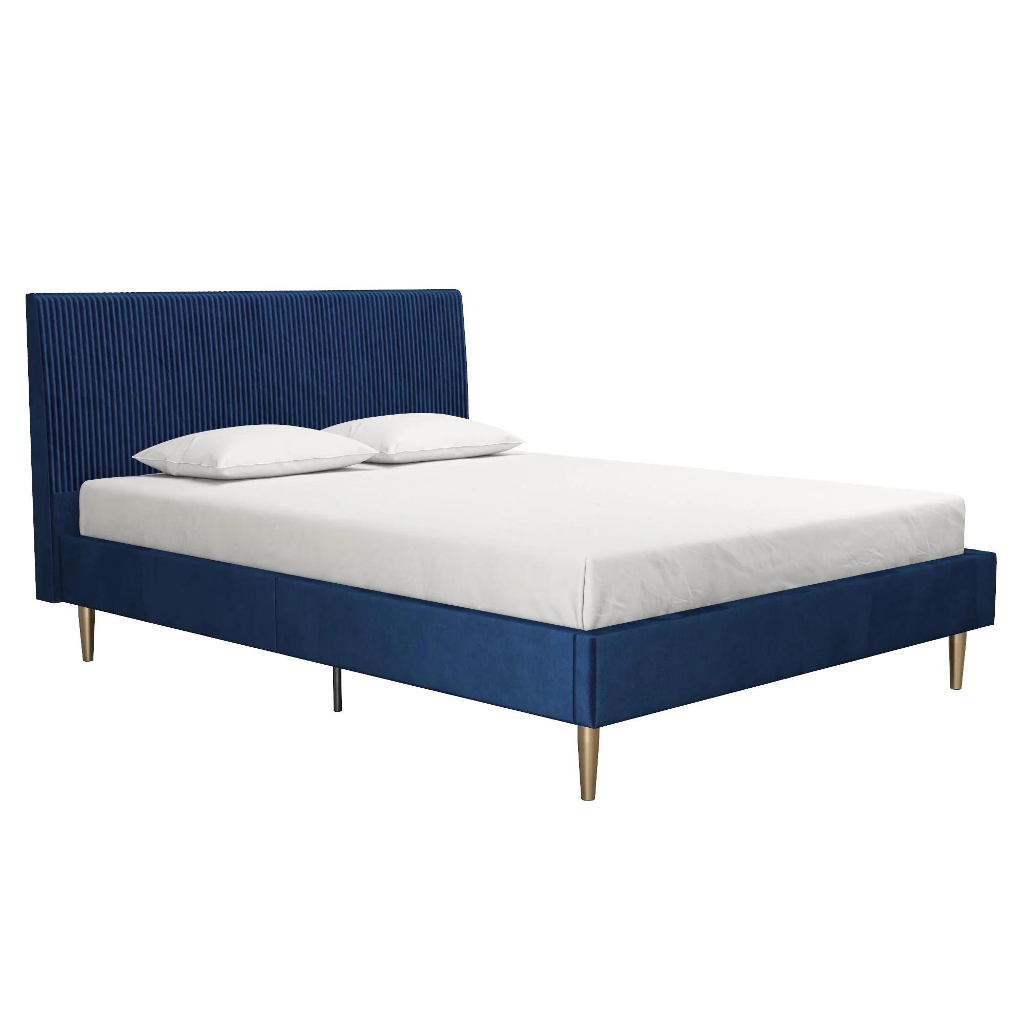 Mr. Kate Daphne Upholstered Bed with Headboard and Modern Platform Frame, Queen, Blue Velvet - Wa... | Walmart (US)