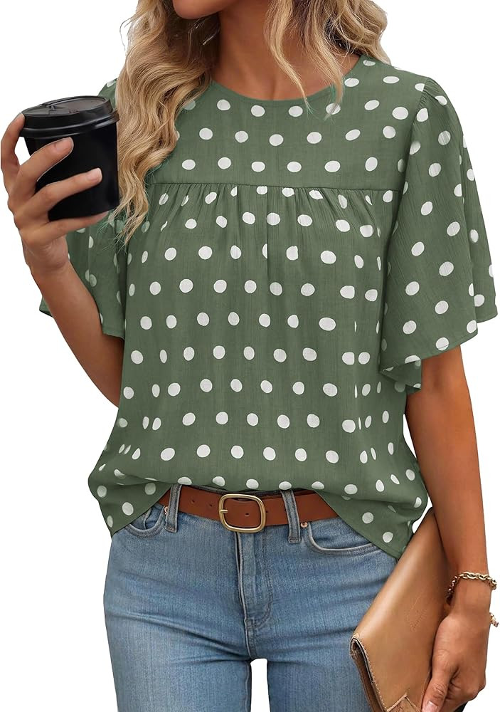 NALANISA Women's Summer Boho Tops 2026 Short Sleeve Crewneck Floral Tunic Tops Loose Fit Dressy C... | Amazon (US)
