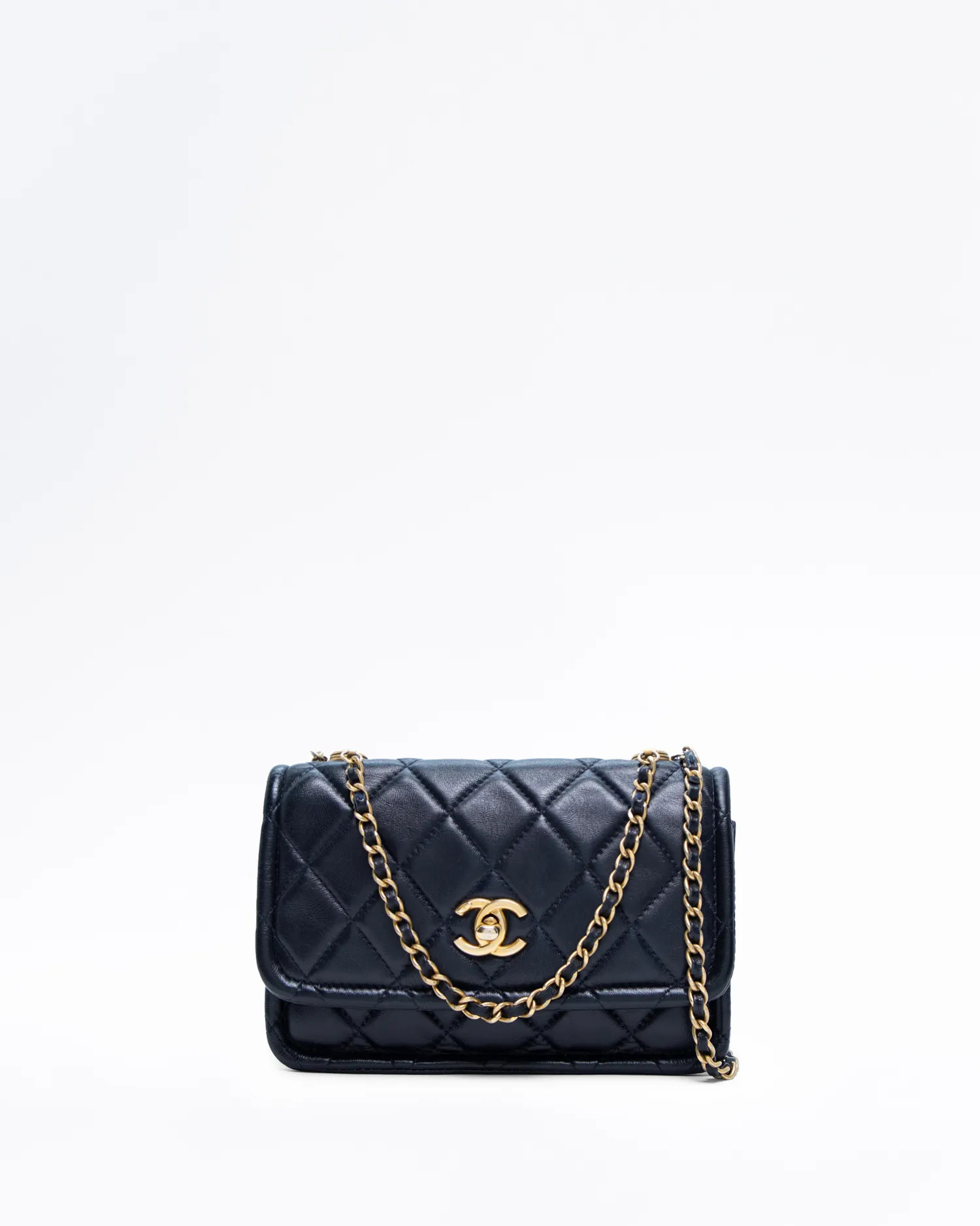 Lambskin Button on Top Small Flap Bag | Vivrelle