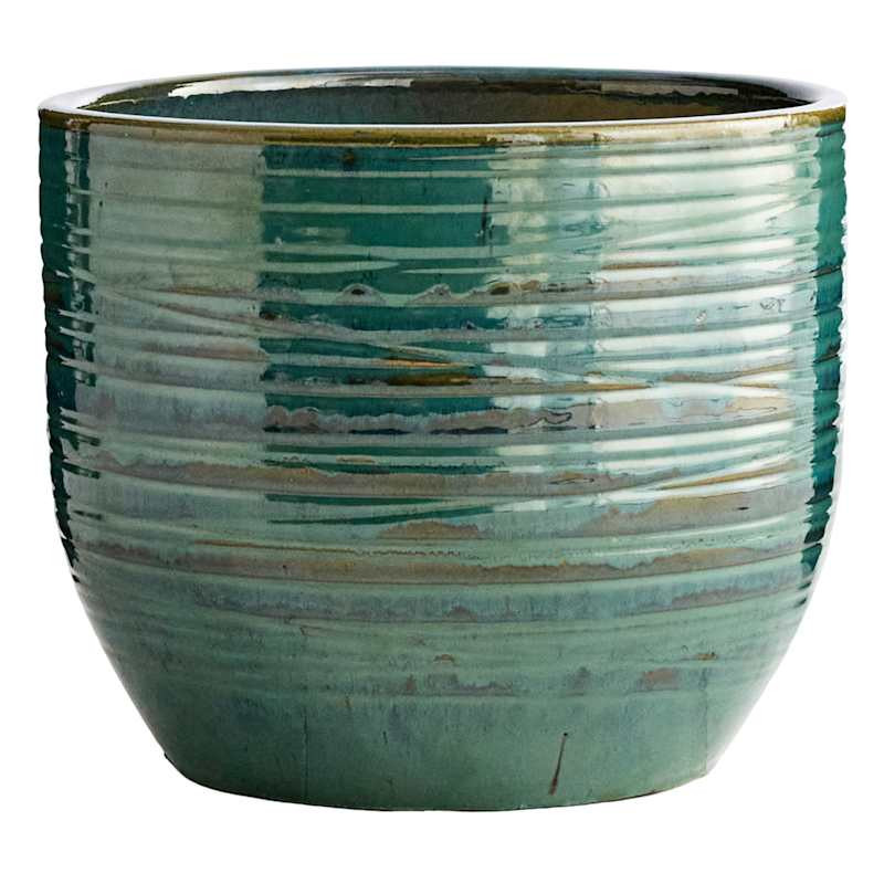 Callum Green Ceramic Outdoor Planter, Medium | At Home