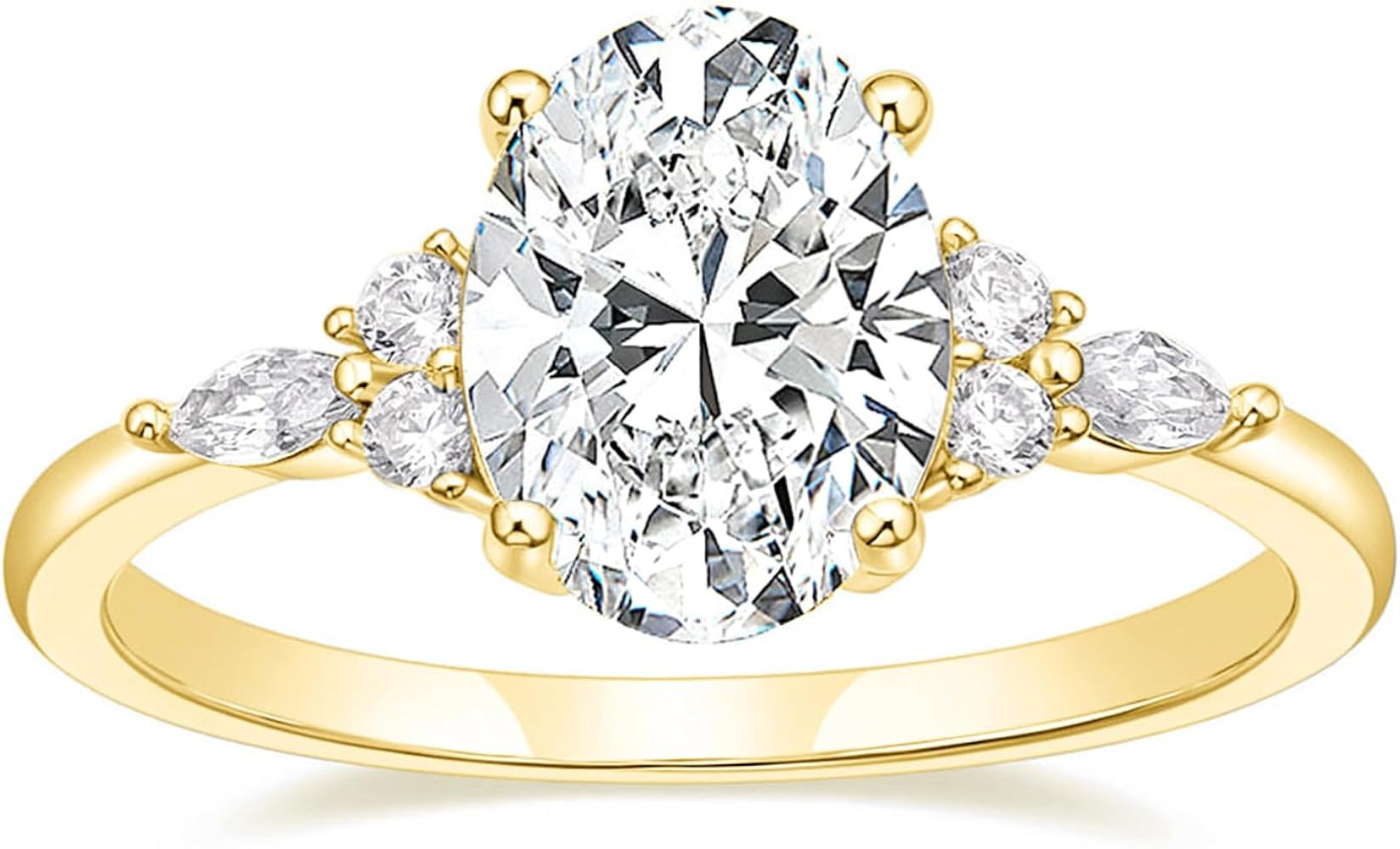 TIGRADE 3CT Engagement Ring Oval Cut Cubic Zirconia Marquise Round CZ Eternity Wedding Band for W... | Amazon (US)