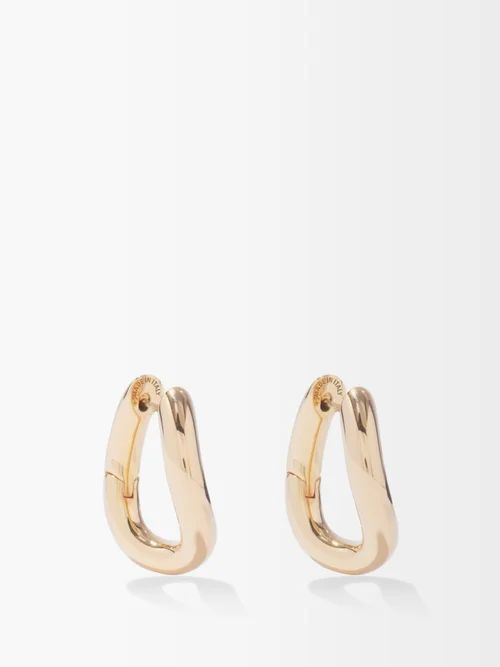 Balenciaga - Logo-engraved Hoop Earrings - Womens - Gold | Matches (US)