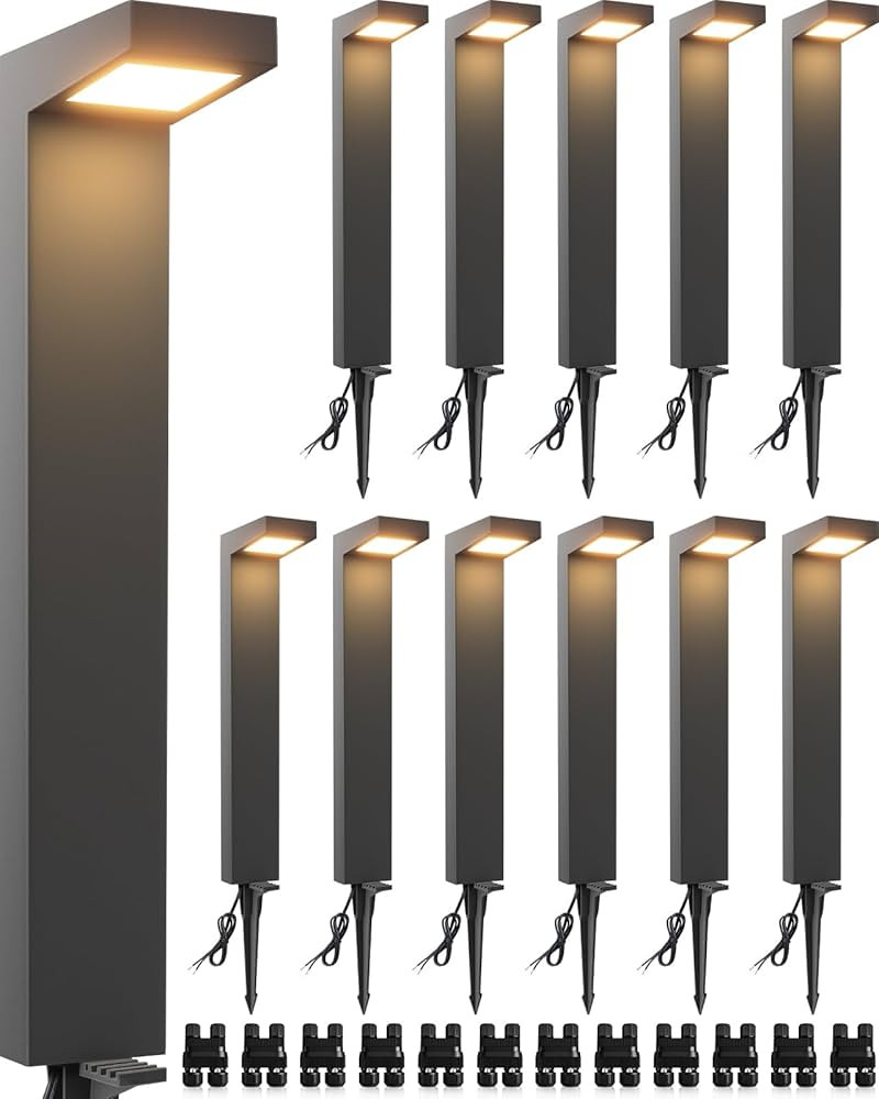 SUNVIE 12-Pack Low Voltage Landscape Lights 5W 3000K LED Pathway Lights IP65 Waterproof Outdoor L... | Amazon (US)