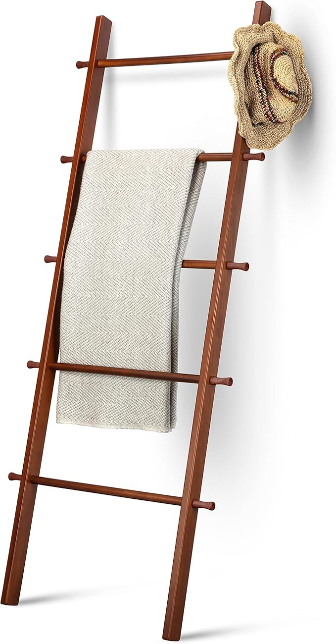 5 Ft Wooden Blanket Ladder Farmhouse - Quilt Ladder for Bedroom - Wood Ladder Decor - Decorative ... | Amazon (US)
