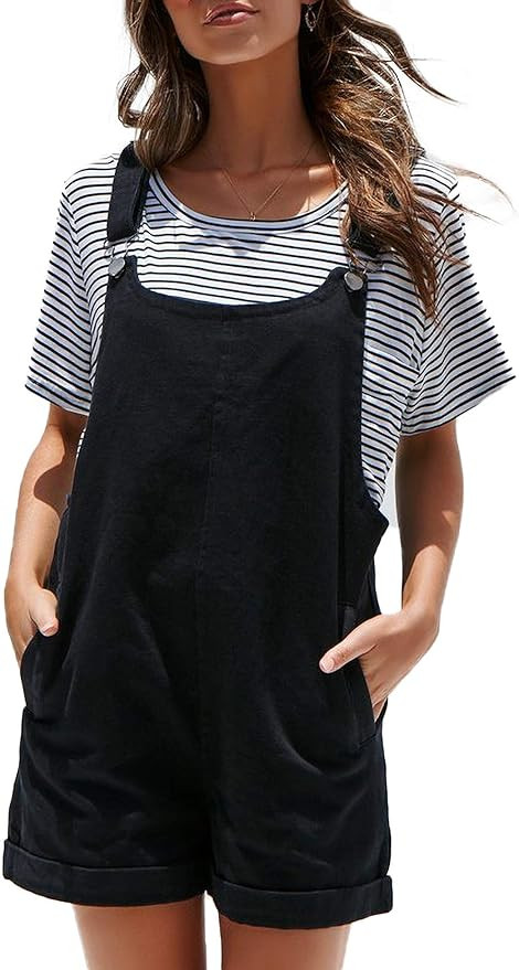 Relipop Women's Plain Jumpsuit Overall Shorts Rompers with Pockets | Amazon (US)