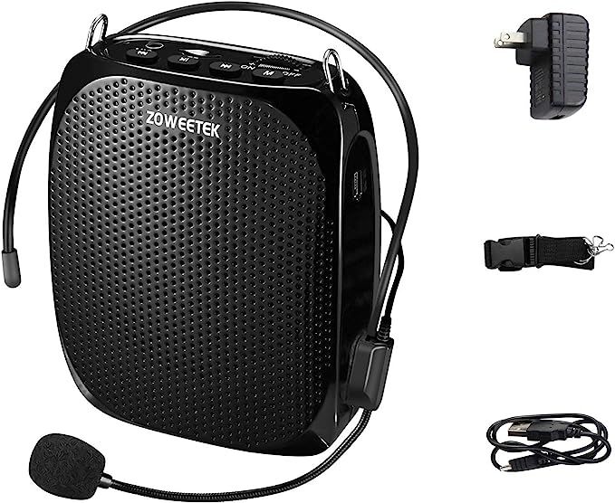 ZOWEETEK Portable Rechargeable Mini Voice Amplifier with Wired Microphone Headset and Waistband, ... | Amazon (US)