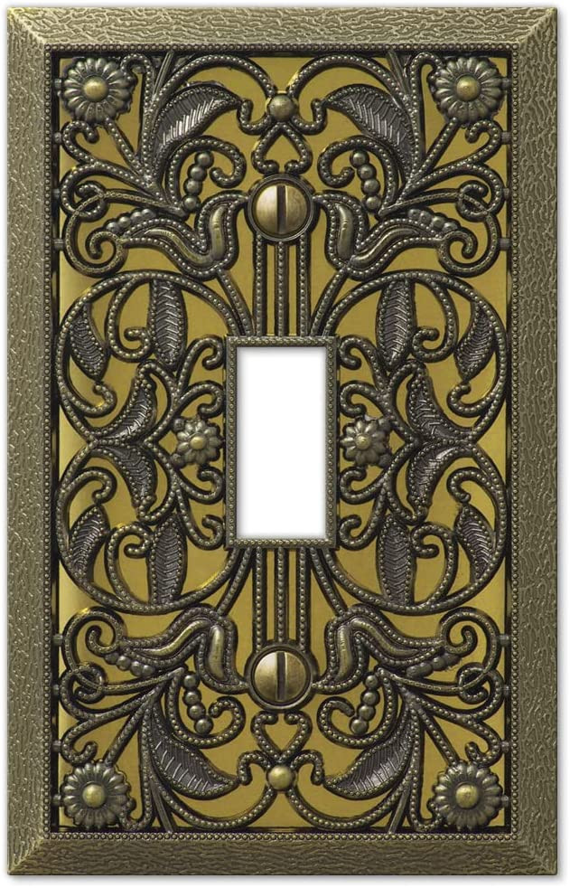 Amerelle 65TAB Filigree Wallplate, 1 Toggle, Antique Brass | Amazon (US)