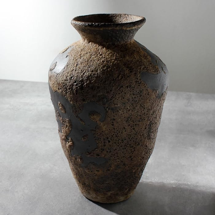 Rusty Ceramic Vase, Pottery Farmhouse Flower Vase for Centerpieces, Wabi Sabi Decorative Vase for... | Amazon (US)