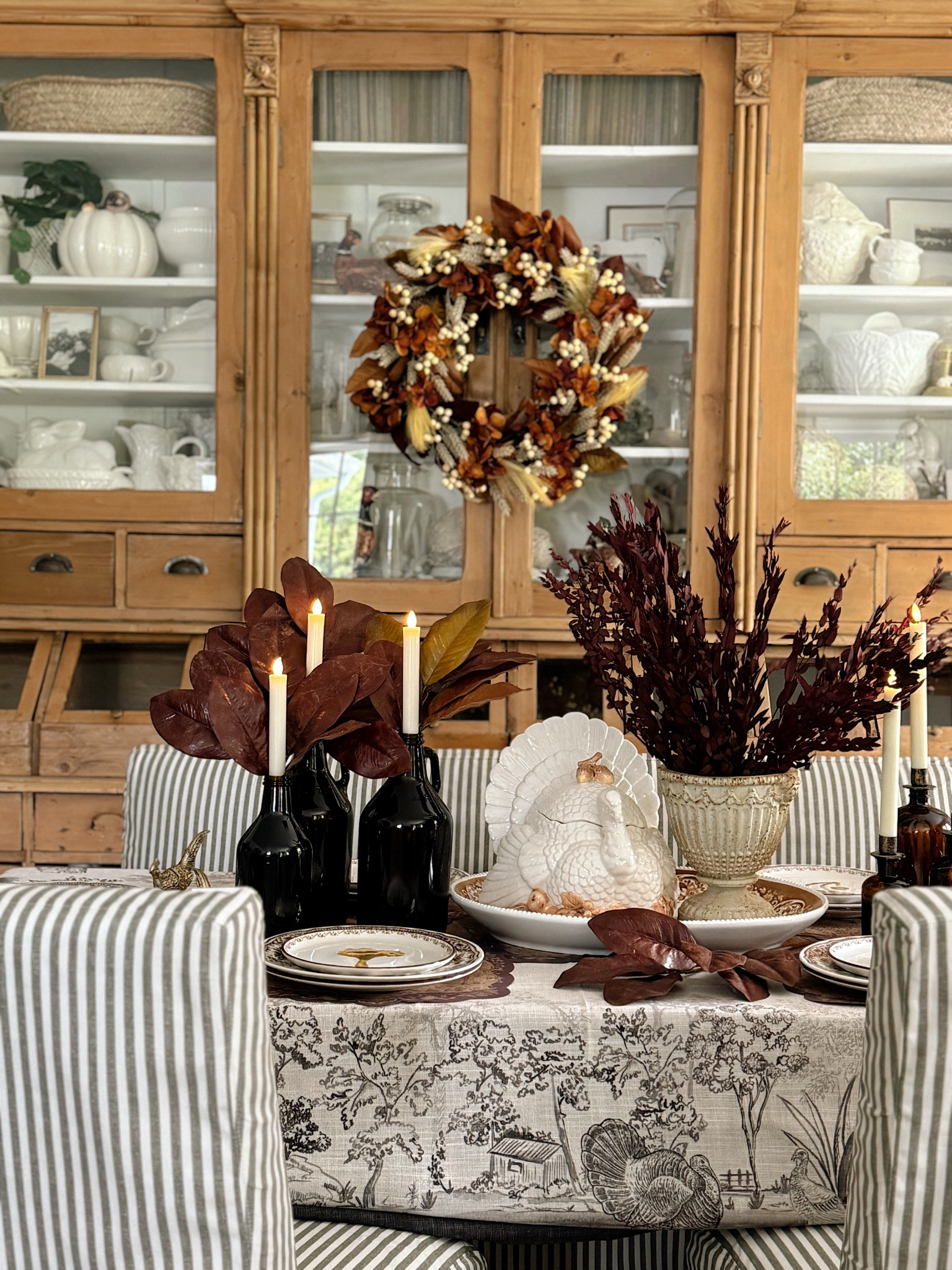 Cozy fall decor - a diy is on my IG @lizmariegalvan 

Some other sources: 
tablecloth: homegoods 
Turkey jar: homegoods 
Vase: antique 


#LTKSeasonal #LTKHome