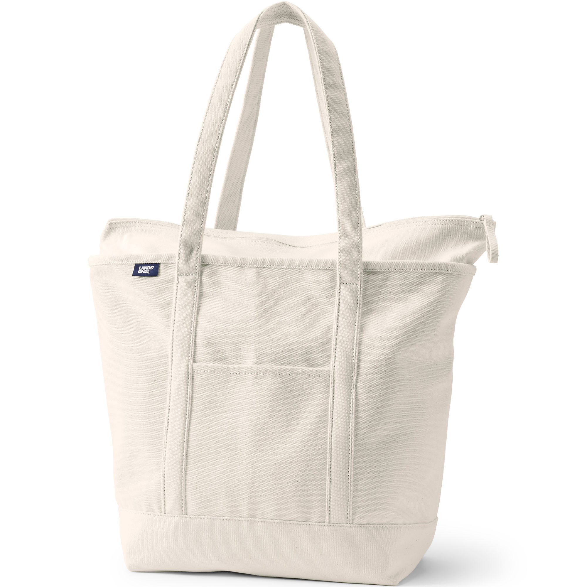 Large 5 Pocket Zip Top Long Handle Canvas Tote Bag | Lands' End (US)
