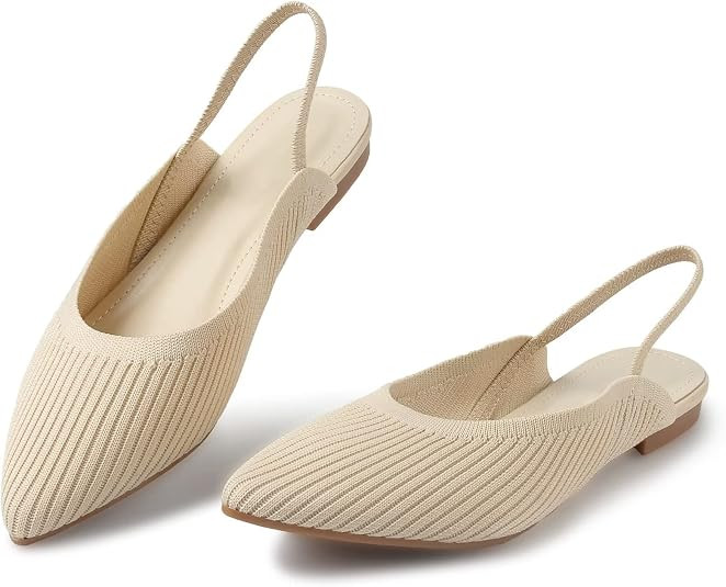 MUSSHOE Flats Shoes Women Slingback Womens Flats Breathable Knit Flats for Women | Amazon (US)