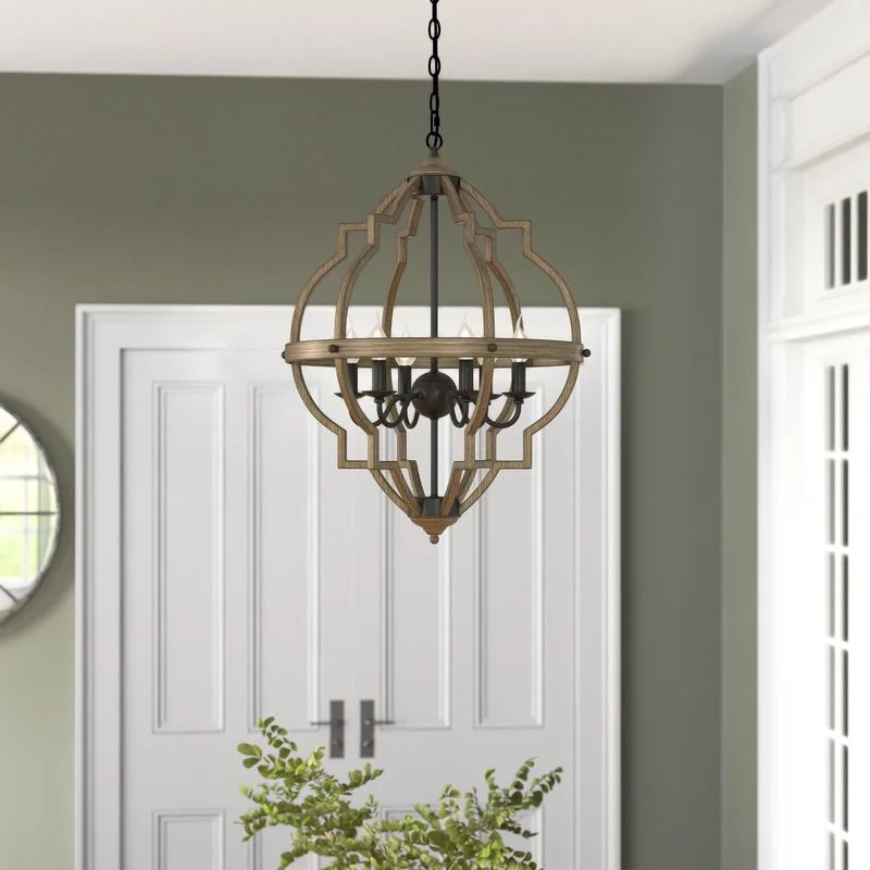 Mcnemar 6 - Light Candle Style Geometric Chandelier with Wrought Iron Accents | Wayfair North America