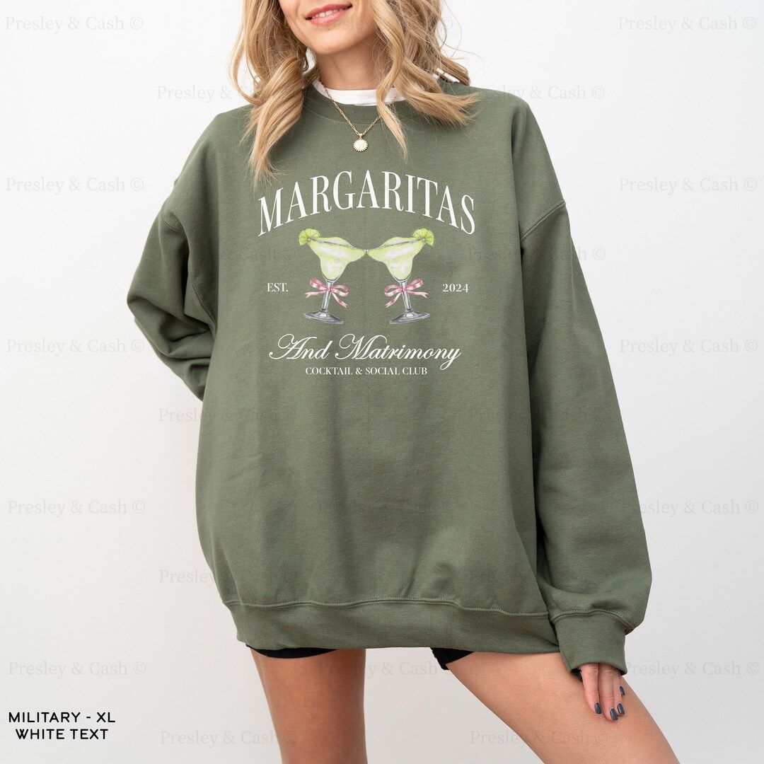 Margaritas and Matrimony Bachelorette Sweatshirt Custom Social Club Crewneck Tequila Bachelorette... | Etsy (US)