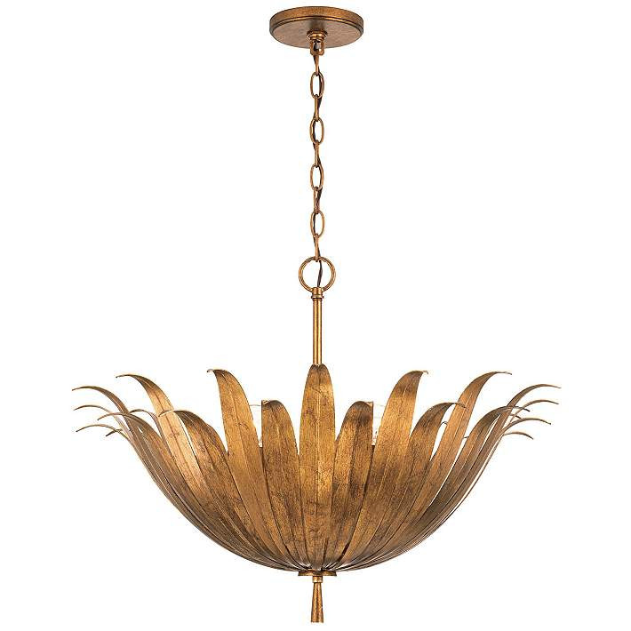 Capital Lighting Eden 24" Wide Antique Gold Metal Leaf Pendant Light - #0334C | Lamps Plus | Lamps Plus