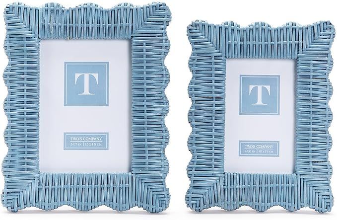 Two's Company Blue Wicker Weave Set of 2 Photo Frames Includes 2 Sizes: 4" x 6" and 5" x 7" | Amazon (US)