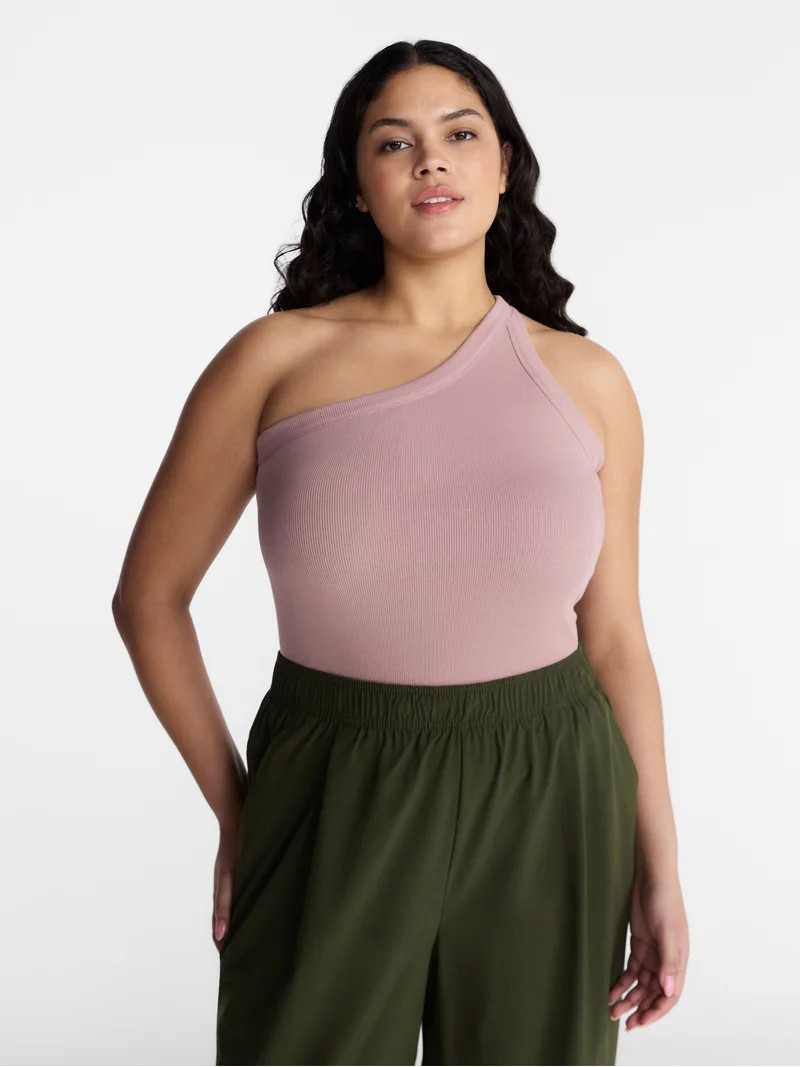 Avia Women's One Shoulder Ribbed Tank Top, Sizes XS-XXXL - Walmart.com | Walmart (US)