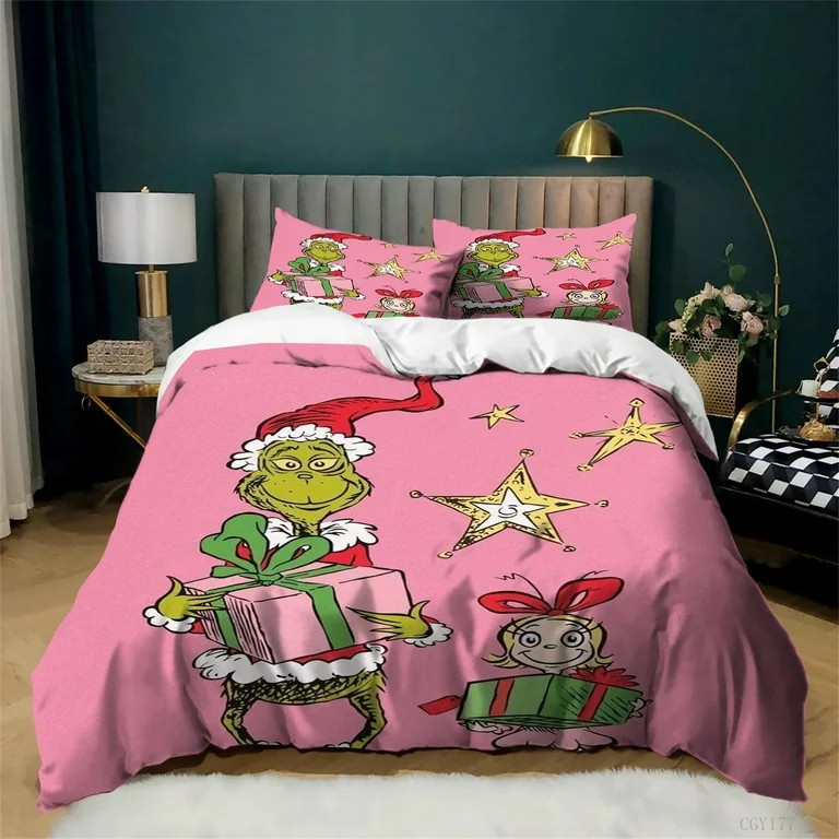 3 Pieces Christmas The Grinch Bedding Set Soft Breathable Duvet Cover Set Lightweight Comforter S... | Walmart (US)