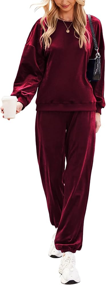 Beyove Women Velour Sweatsuits 2 Piece Tracksuit Sets with Pockets Sweatshirt & Sweatpants Leisur... | Amazon (US)