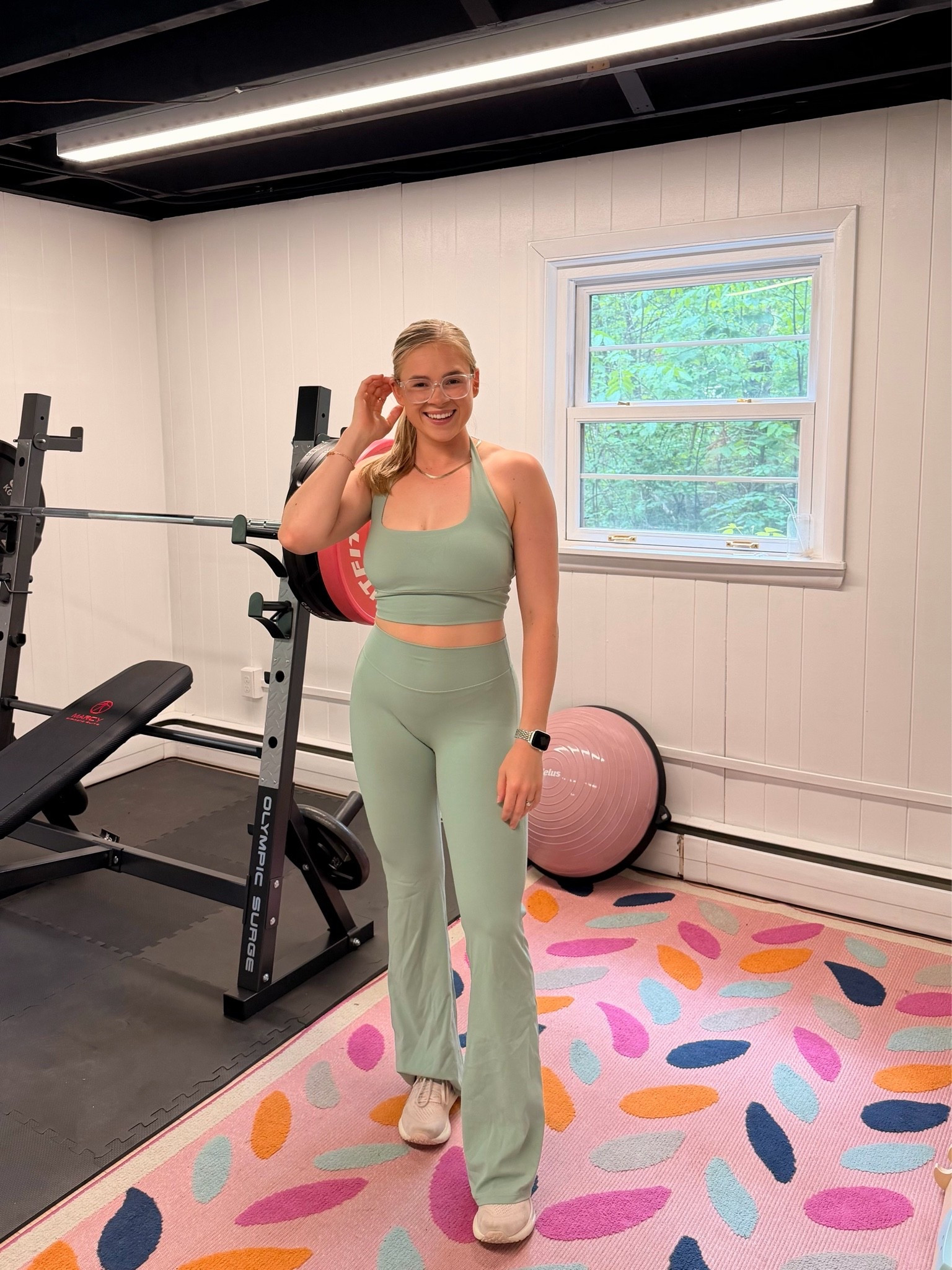 Cute workout set: flared pants and halter top

#LTKfitnessgoals #LTKActive