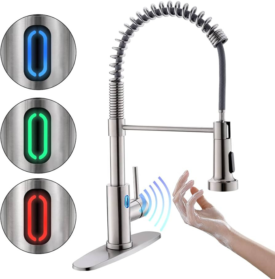 OWOFAN Touchless Kitchen Faucet with Pull Down Sprayer LED Light Single Handle Kitchen Sink Fauce... | Amazon (US)