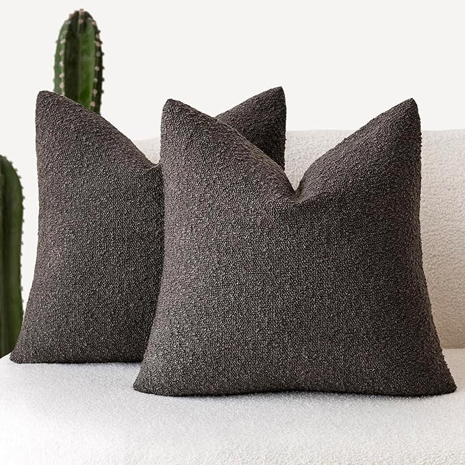 Foindtower Pack of 2 Textured Boucle Throw Pillow Covers Accent Solid Decorative Pillow Cases Coz... | Amazon (US)