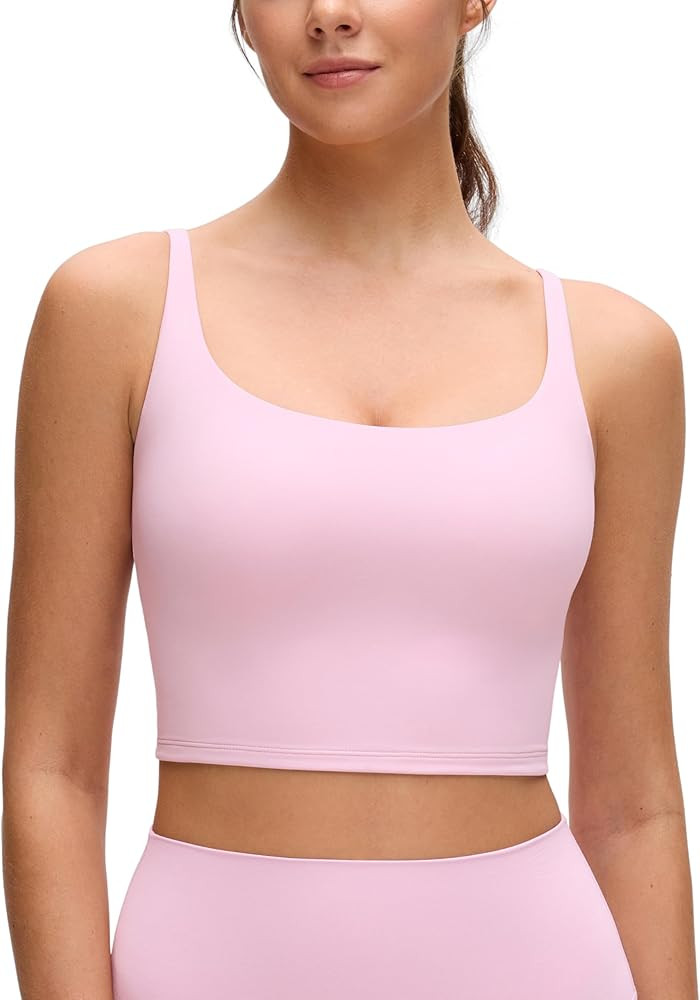CRZ YOGA Butterluxe Soft Double Lined Cami Tank Tops for Women - Yoga Casual Going Out Crop Squar... | Amazon (US)