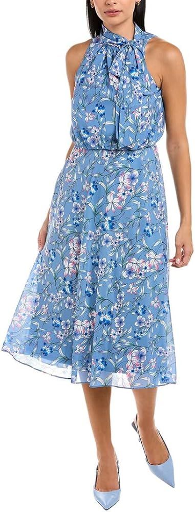 Adrianna Papell Women's Floral Printed Tie Neck Dress | Amazon (US)