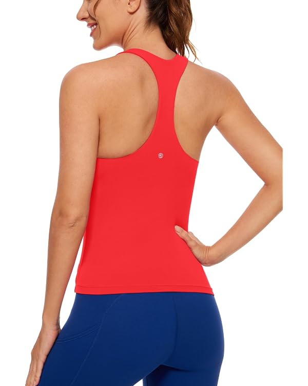 CRZ YOGA Butterluxe Workout Tank Tops for Women Built in Bras Padded - Racerback Athletic Spandex... | Amazon (US)