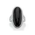 PalmBeach Jewelry Genuine Black Onyx Oval Cabochon Ring in Sterling Silver | Walmart (US)
