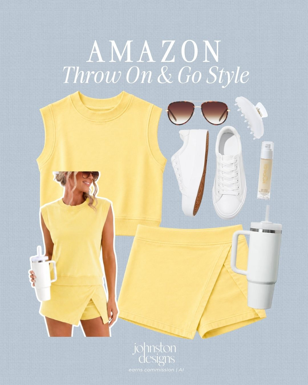 Easy amazon throw on and go style. 💛 This yellow matching set is so cute with white sneakers, sunnies and everyday accessories for errands, travel days or casual summer plans.

Amazon matching set, yellow outfit, summer outfit idea, casual amazon fashion, throw on and go outfit, two piece set, skort outfit, white sneakers, everyday summer style, mom outfit, travel day outfit, errands outfit, amazon fashion finds, comfy cute outfit, affordable summer clothes, casual athleisure look 

 #LTKootd #LTKSeasonal #LTKActive