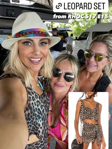Loved this leopard set I wore as a coverup over my swimsuit on our Mexico trip from RHOC S17 E15! The hat is the Valentino Garavani Rockstud Trilby Hat.

#LTKSale #LTKtravel #LTKswim