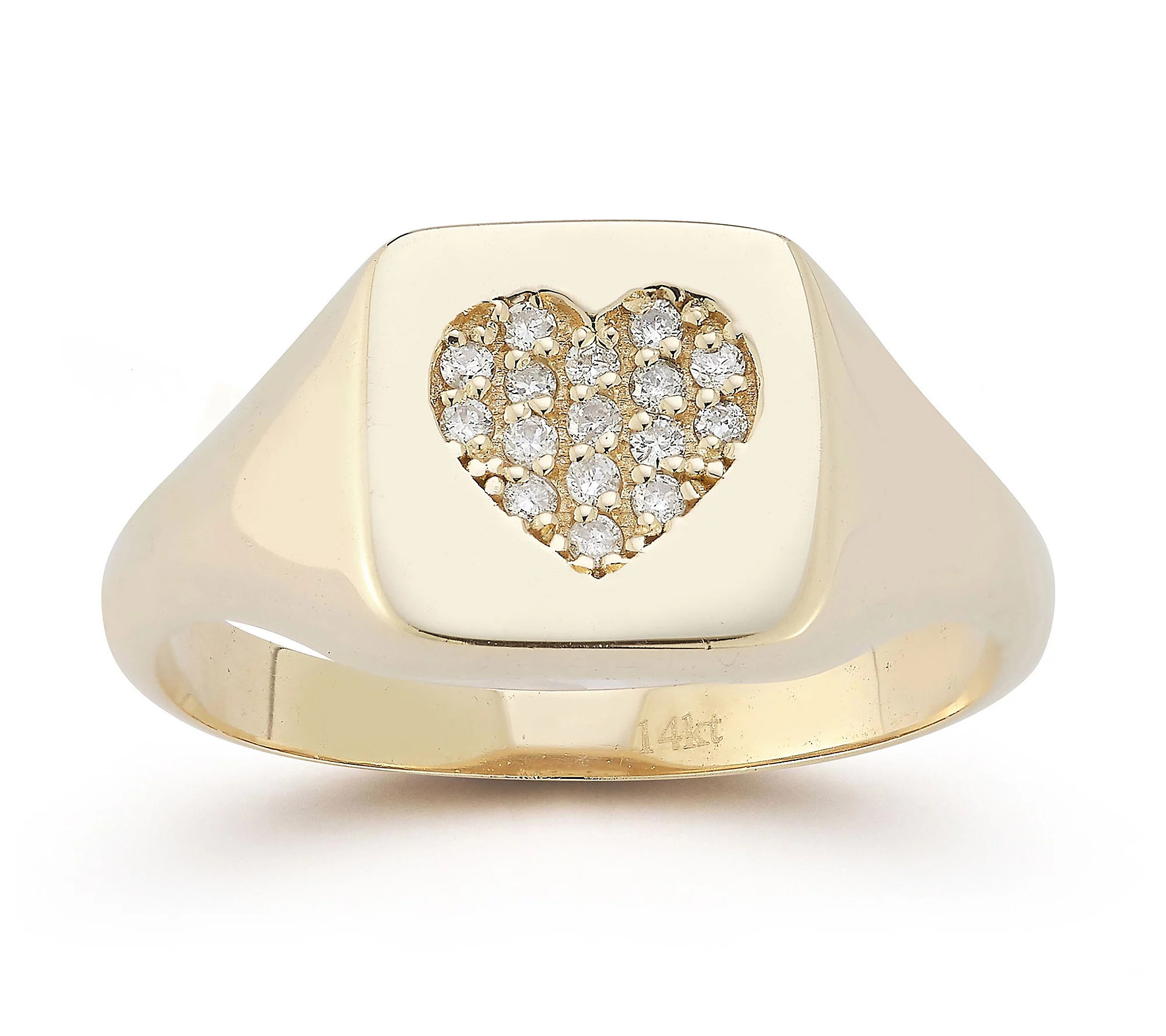 Luminosa Gold Diamond Heart Signet Ring, 14K | QVC