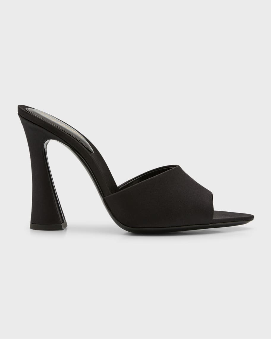 Saint Laurent Gippy Satin Mule Sandals | Neiman Marcus