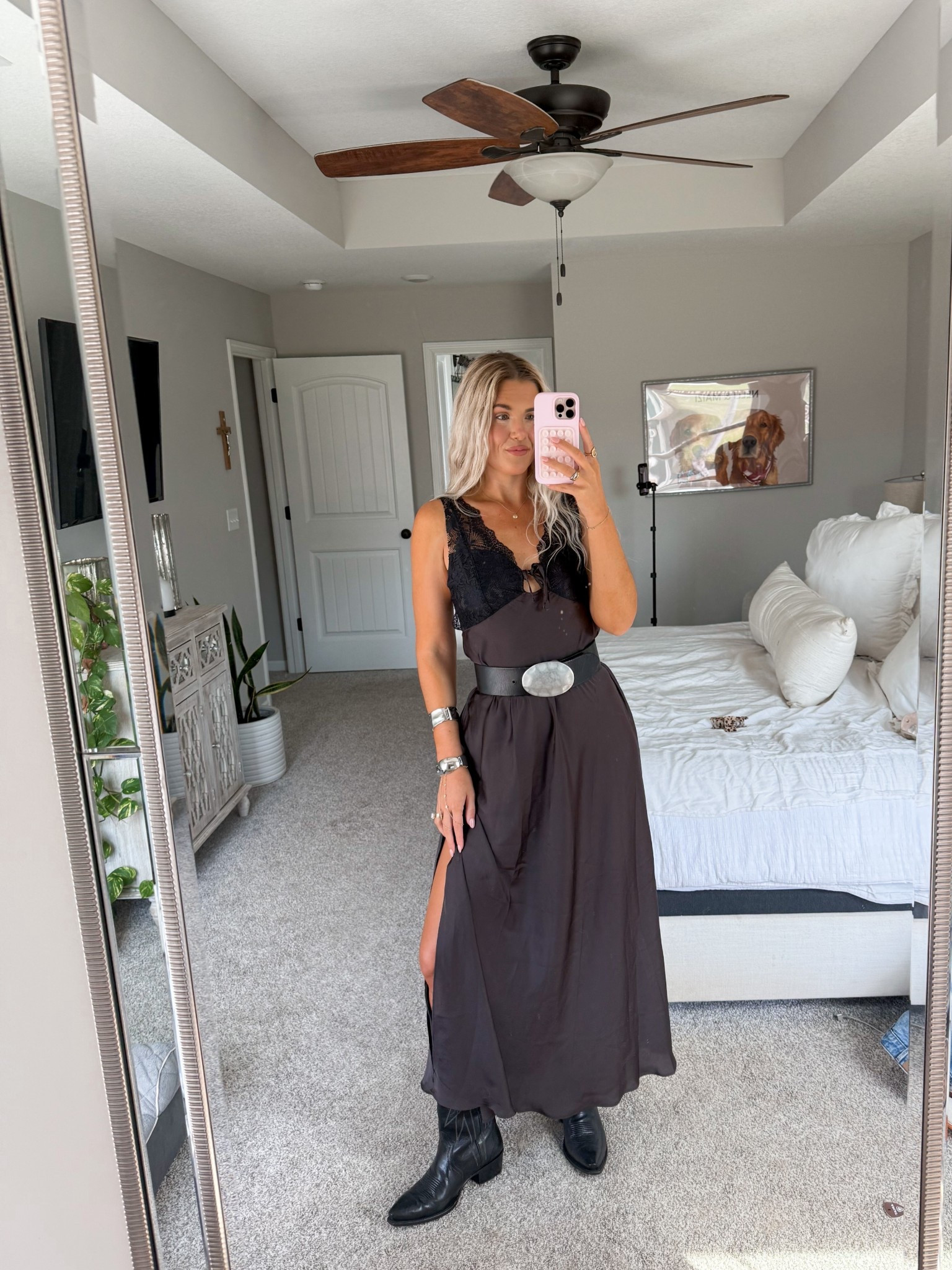 size XS in dress & belt 
size down half size in boots 
western fashion 
cowgirl boots 
stagecoach 
country concert 

#LTKStyleTip #LTKFindsUnder50 #LTKFestival