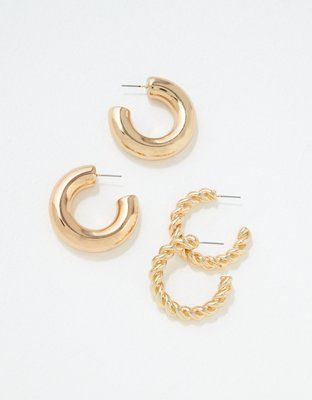 AEO Gold Hoop Earrings 2-Pack | American Eagle Outfitters (US & CA)