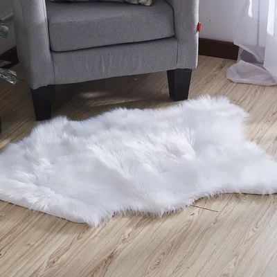 Harworth Luxury Hand-Tufted Faux Fur White Area Rug House of Hampton | Wayfair North America