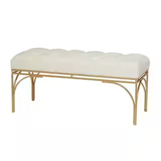 White Metal Glam Bench 39 In. x 16 In. x 18In. | The Home Depot