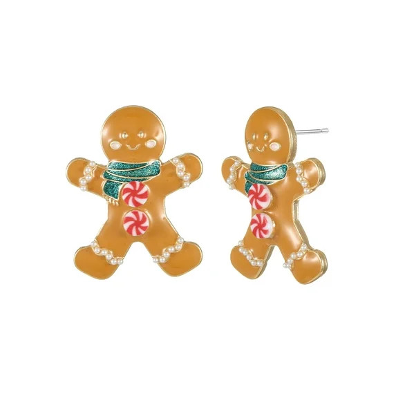 Holiday Time Gingerbread Motif Earrings, 1 Pair | Walmart (US)