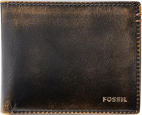 Fossil Men's Wallet, Wade Leather Bifold Wallet with Flip ID, Black | Amazon (US)