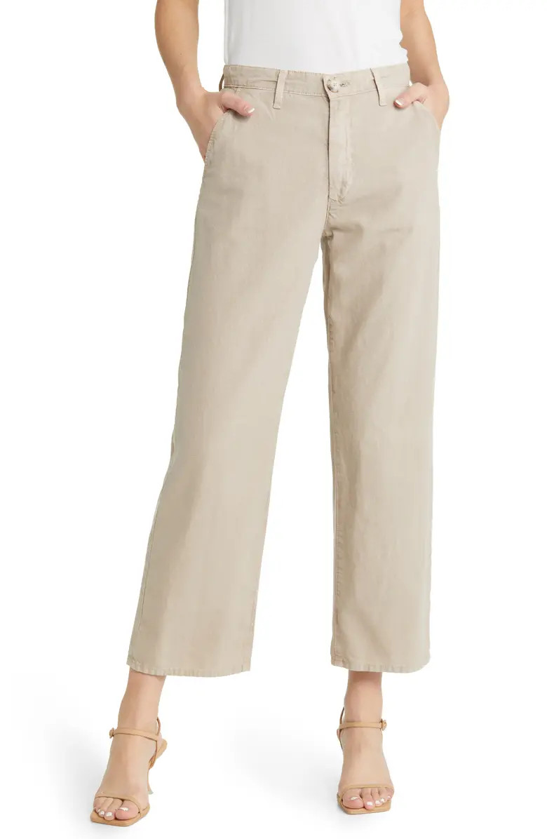 The Caden Ankle Straight Leg Linen & Cotton Twill Pants | Nordstrom