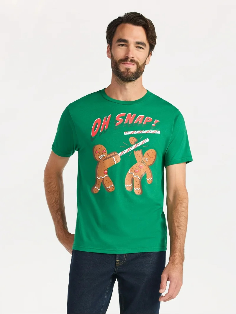 Christmas Men's and Big Men's Oh Snap Graphic Tee from Holiday Time, Sizes XS-3XL | Walmart (US)