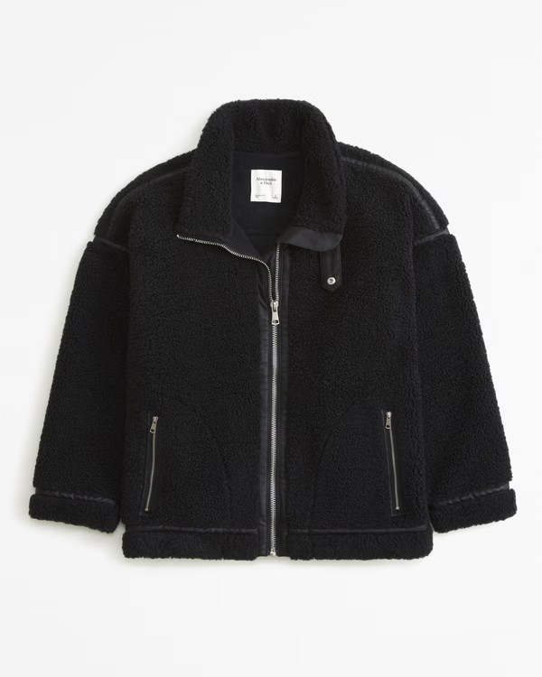 Contrast Trim Sherpa Aviator Jacket | Abercrombie & Fitch (US)