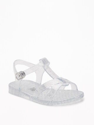 Old Navy Baby Jelly T-Strap Sandals For Toddler Girls Clear Sparkle Size 10 | Old Navy US