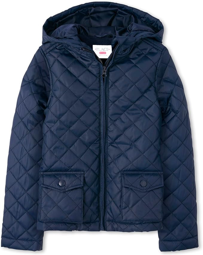 The Children's Place girls Zip Up Quilted Hooded Jacket | Amazon (US)
