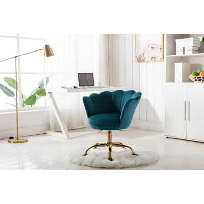 Slifer Task Chair Mercer41 Frame Color: Golden, Upholstery Color: Lake Green | Wayfair North America