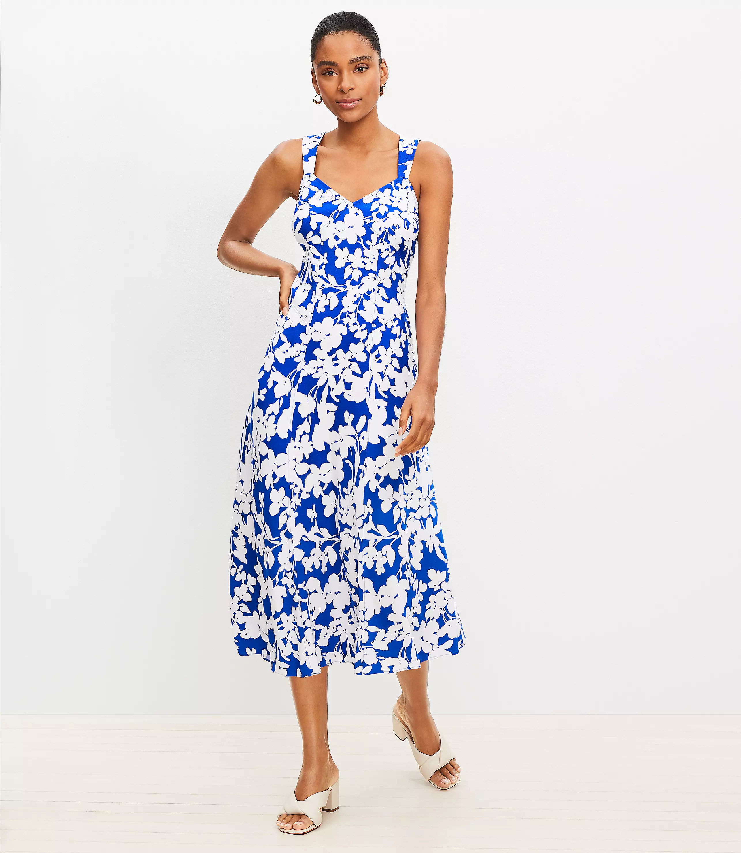 Forget Me Not Seamed V-Neck Midi Dress | LOFT
